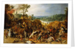 A Landscape with Marauders attacking a Wagon Train and Pillaging a Village by Sebastian Vrancx