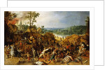 A Landscape with Marauders attacking a Wagon Train and Pillaging a Village by Sebastian Vrancx