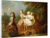 A Young Boy on a Hobbyhorse, with other Children Playing in a Garden by Philippe Mercier