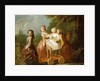 A Young Boy on a Hobbyhorse, with other Children Playing in a Garden by Philippe Mercier