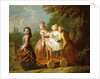 A Young Boy on a Hobbyhorse, with other Children Playing in a Garden by Philippe Mercier