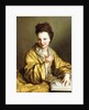 A Young Lady, Wearing a Yellow Robe, seated at a Table, Beckoning, 1703 by Jean Baptiste Santerre