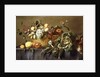 A Basket of Fruit on a Draped Table, c.1635 by Adriaen van Utrecht