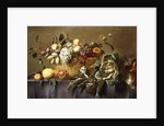 A Basket of Fruit on a Draped Table, c.1635 by Adriaen van Utrecht