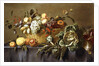 A Basket of Fruit on a Draped Table, c.1635 by Adriaen van Utrecht