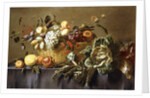 A Basket of Fruit on a Draped Table, c.1635 by Adriaen van Utrecht