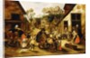 A Blind Hurdy-Gurdy Player surrounded by Children in a Village, c.1610 by Pieter the Younger Brueghel