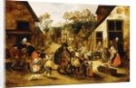 A Blind Hurdy-Gurdy Player surrounded by Children in a Village, c.1610 by Pieter the Younger Brueghel