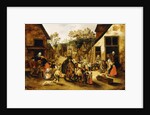 A Blind Hurdy-Gurdy Player surrounded by Children in a Village, c.1610 by Pieter the Younger Brueghel