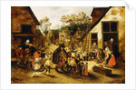 A Blind Hurdy-Gurdy Player surrounded by Children in a Village, c.1610 by Pieter the Younger Brueghel