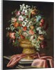 Flowers in a Sculpted Urn on a Draped Stone Pedestal by Andrea the Elder Scacciati