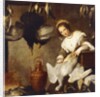 La Cuoca - A Kitchen Maid Plucking a Goose in an Interior by Bernardo Strozzi