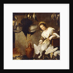 La Cuoca - A Kitchen Maid Plucking a Goose in an Interior by Bernardo Strozzi