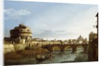 A View of Rome looking West, with Boats along the Tiber and the Castel Saint'Angelo in the distance by Bernardo Bellotto