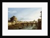 A View of Rome looking West, with Boats along the Tiber and the Castel Saint'Angelo in the distance by Bernardo Bellotto