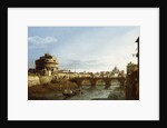 A View of Rome looking West, with Boats along the Tiber and the Castel Saint'Angelo in the distance by Bernardo Bellotto