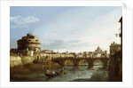 A View of Rome looking West, with Boats along the Tiber and the Castel Saint'Angelo in the distance by Bernardo Bellotto