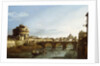 A View of Rome looking West, with Boats along the Tiber and the Castel Saint'Angelo in the distance by Bernardo Bellotto