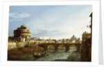 A View of Rome looking West, with Boats along the Tiber and the Castel Saint'Angelo in the distance by Bernardo Bellotto