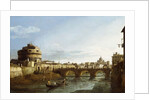 A View of Rome looking West, with Boats along the Tiber and the Castel Saint'Angelo in the distance by Bernardo Bellotto