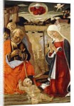 The Nativity, with the Annunciation to the Shepherds in the Distance by Benvenuto di Giovanni