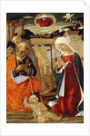 The Nativity, with the Annunciation to the Shepherds in the Distance by Benvenuto di Giovanni