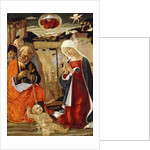 The Nativity, with the Annunciation to the Shepherds in the Distance by Benvenuto di Giovanni