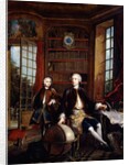 Portrait of the Artist's Son with his Teacher, said to be the Artist Jean Baptiste de Courtonne the Younger, in a Library by Jacques de Lajoue