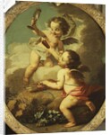 An Allegory of Love - Putti disporting in a Landscape by Etienne Jeaurat
