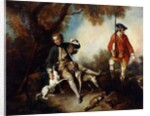 La Halte de Chasseurs': A Huntsman Holding a Gamebird and Resting by a Tree, his Servant and Hounds Nearby by Nicolas Lancret