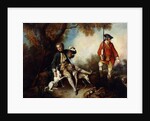 La Halte de Chasseurs': A Huntsman Holding a Gamebird and Resting by a Tree, his Servant and Hounds Nearby by Nicolas Lancret