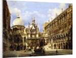 The Courtyard of the Doge's Palace, Venice, 1841 by Frederico Moja