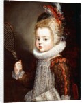 Portrait of a Girl, half length, holding a Tennis Racquet by Cornelis de Vos