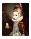 Portrait of a Girl, half length, holding a Tennis Racquet by Cornelis de Vos