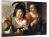 A Young Toper and a Serving Maid Drinking on a Balcony by Jan Gerritsz. van Bronckhorst