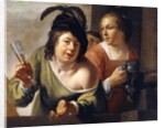 A Young Toper and a Serving Maid Drinking on a Balcony by Jan Gerritsz. van Bronckhorst