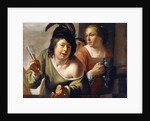 A Young Toper and a Serving Maid Drinking on a Balcony by Jan Gerritsz. van Bronckhorst