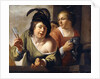 A Young Toper and a Serving Maid Drinking on a Balcony by Jan Gerritsz. van Bronckhorst