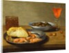 A Plate with Prawns and a Roll and Bowl with Olives by Jacob Foppens van Es
