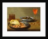A Plate with Prawns and a Roll and Bowl with Olives by Jacob Foppens van Es