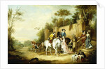A Hawking Party Setting Out from the Steps of a Country House, 1828 by Francis Calcraft Turner