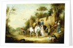 A Hawking Party Setting Out from the Steps of a Country House, 1828 by Francis Calcraft Turner