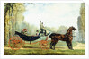 A Horse-Drawn Carriage in a Park with a Hunt Beyond by S. Normand