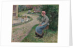A Servant Seated in the Garden at Eragny, 1884 by Camille Pissarro