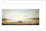 A Panoramic view of the Bay of Naples, with the Royal Procession to Piedigrotta by Antonio Joli