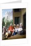 Group Portrait of the van den Bosch Family, dining by a House, a Topiary Garden Beyond, 1777 by Jan Josef the Younger Horemans