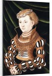 Portrait of Princess Margaret von Sachsen, small three-quarter length, wearing Court Dress by Lucas the Elder Cranach