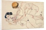 Two female nudes, reclining and kneeling, 1912 by Egon Schiele