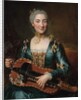 Portrait of a lady playing a hurdy-gurdy by Donat (attr. to) Nonotte