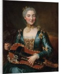 Portrait of a lady playing a hurdy-gurdy by Donat (attr. to) Nonotte